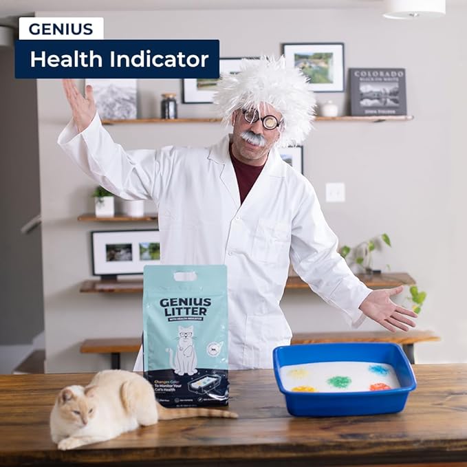 Genius Litter Health Monitoring Cat Litter, Featured on Shark Tank, Lightweight Crystal Silica Gel, Non Clumping, Dust Free, Low Tracking, Odor Control for Indoor Cats and Kittens, 3 Bag (18lb)