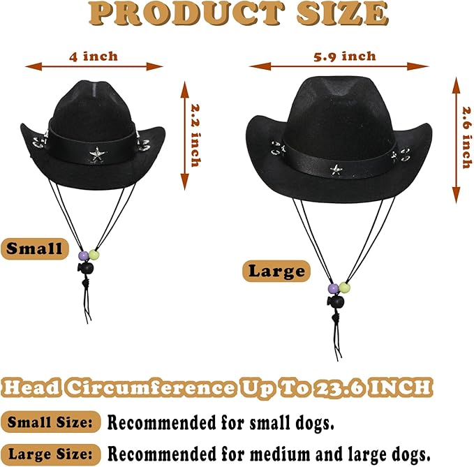 GOYOSWA Dog Halloween Costumes, Dog Cowboy Costume Halloween Pet Cowboy Hat Bandana Scarf for Small Medium Large Dogs Pets (Black Hat & Red Bandana, Large)