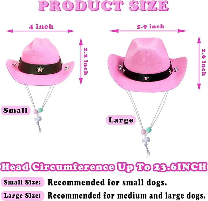 GOYOSWA Dog Halloween Costumes, Dog Cowboy Costume Halloween Pet Cowboy Hat Bandana Scarf for Small Medium Large Dogs Pets (Pink Hat & Pink Bandana, Large)