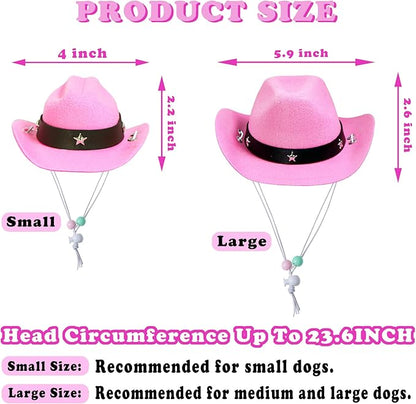 GOYOSWA Dog Halloween Costumes, Dog Cowboy Costume Halloween Pet Cowboy Hat Bandana Scarf for Small Medium Large Dogs Pets (Pink Hat & Pink Bandana, Large)