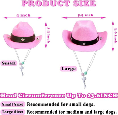 GOYOSWA Dog Halloween Costumes, Dog Cowboy Costume Halloween Pet Cowboy Hat Bandana Scarf for Small Medium Large Dogs Pets (Pink Hat & Pink Bandana, Small)