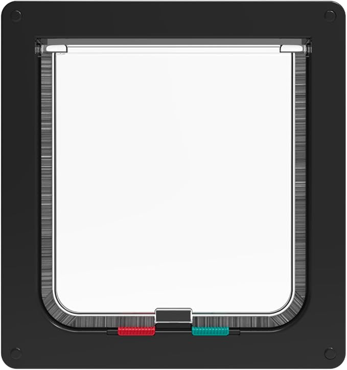 Hakuna Pets Standard Cat and Small Pet Door, Large, Black, Pets up to 20 lbs