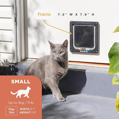 Hakuna Pets Standard Cat and Small Pet Door, Small, Black, Pets up to 11 lbs.
