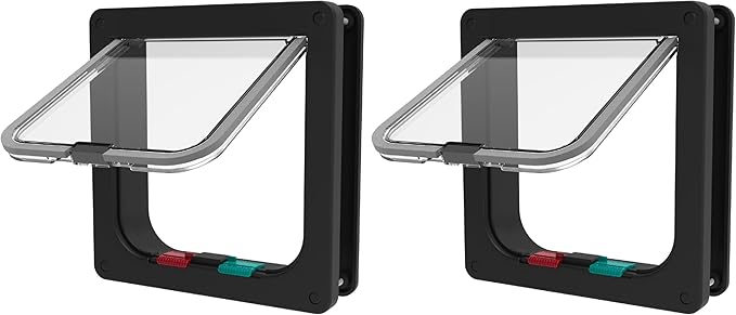 Hakuna Pets Standard Cat and Small Pet Door, Small, Black, Pets up to 11 lbs. (Pack of 2)