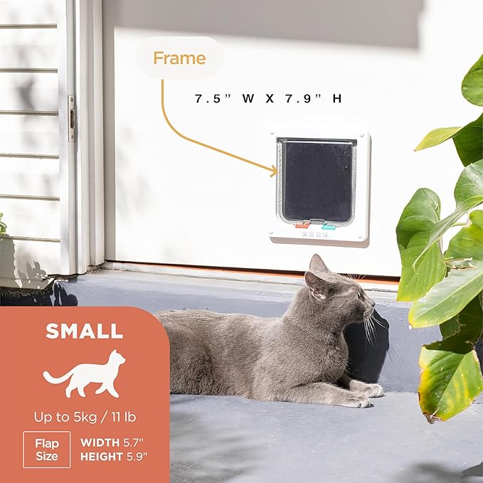 Hakuna Pets Standard Cat and Small Pet Door, Small, White, Pets up to 11 lbs