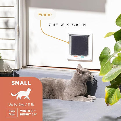 Hakuna Pets Standard Cat and Small Pet Door, Small, White, Pets up to 11 lbs