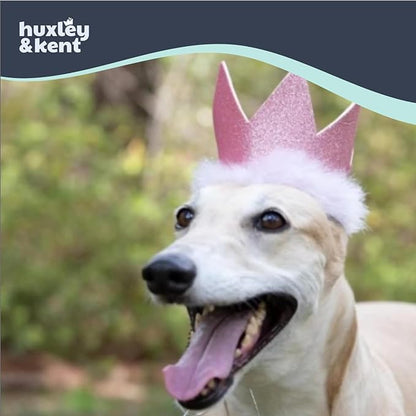Huxley & Kent Pet Party Crown Hat for Dogs & Cats - Comfortable SnugFit Adjustable Straps - Glitter Crown for Parties, Gotcha Days & Celebrations - Pink, Large