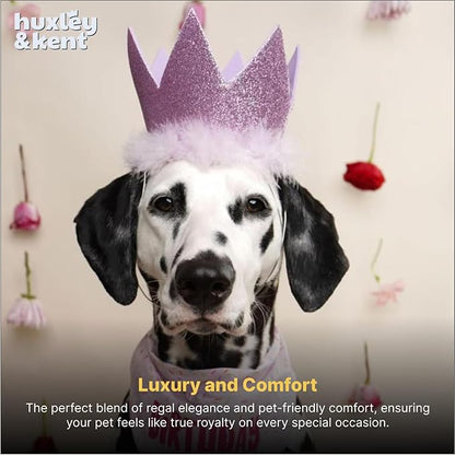 Huxley & Kent Pet Party Crown Hat for Dogs & Cats - Comfortable SnugFit Adjustable Straps - Glitter Crown for Parties, Gotcha Days & Celebrations - Purple, Small