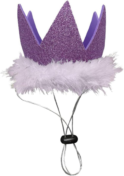 Huxley & Kent Pet Party Crown Hat for Dogs & Cats - Comfortable SnugFit Adjustable Straps - Glitter Crown for Parties, Gotcha Days & Celebrations - Purple, Small