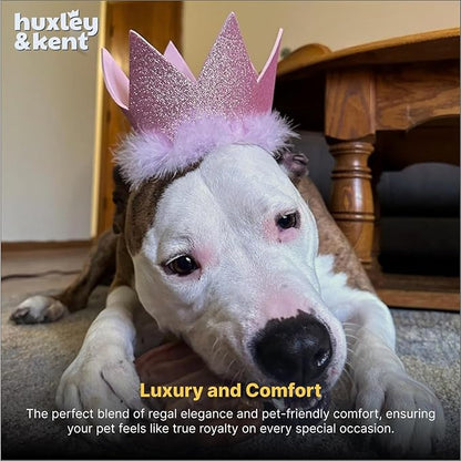 Huxley & Kent Pet Party Crown – SnugFit Glitter Hat for Dogs & Cats – Party Wear with Adjustable Straps – Pink, Small