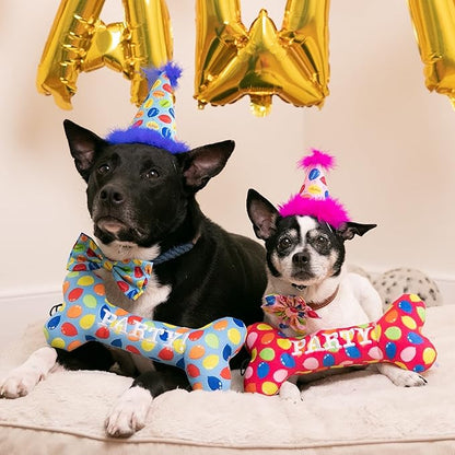 Huxley & Kent Pet Party Hat for Dogs & Cats - Fun Birthday Hat with SnugFit Adjustable Straps - Comfy Pet Costume Accessory for Parties, Gotcha Days & Celebrations - Blue, Large