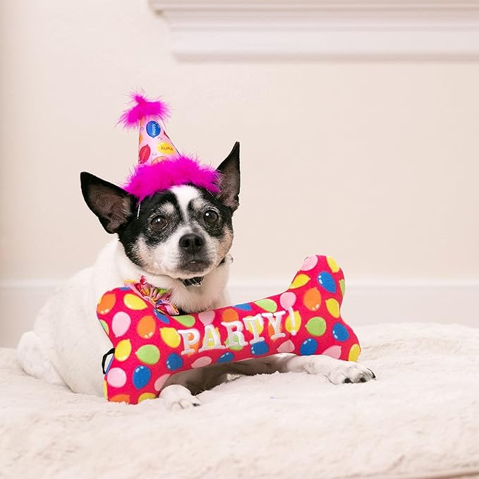 Huxley & Kent Pet Party Hat for Dogs & Cats - Fun Birthday Hat with SnugFit Adjustable Straps - Comfy Pet Costume Accessory for Parties, Gotcha Days & Celebrations - Pink, Small