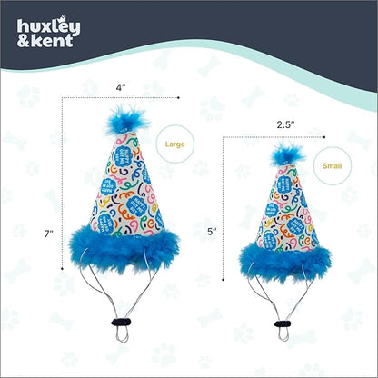 Huxley & Kent Pet Party Hat w/SnugFit Tech - Cute Glitter Doggie Birthday Party Hat- Cat & Dog Birthday Hat - Dog Hats for Parties, Adoption or Gotcha Day (Happy Got Me Day, Small)