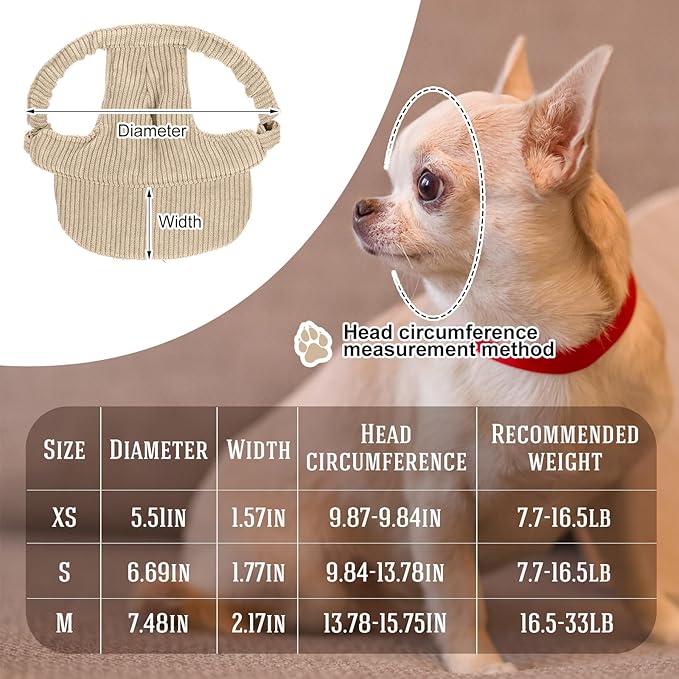 Jadive Medium Dog Sun Hat with Ear Holes, Dog Cat Sunglasses with Anti-Slip Silicone Rope Baseball Cap Adjustable Puppy Sunbonnet Headdress Beach Visor Hat for Puppies Summer Outdoor(Khaki)