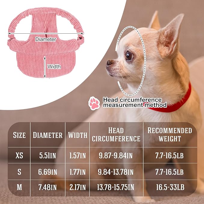 Jadive Medium Dog Sun Hat with Ear Holes, Dog Cat Sunglasses with Anti-Slip Silicone Rope Baseball Cap Adjustable Puppy Sunbonnet Headdress Beach Visor Hat for Puppies Summer Outdoor (Pink)