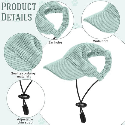 Jadive X-Small Dog Sun Hat with Ear Holes, Dog Cat Sunglasses with Anti-Slip Silicone Rope Baseball Cap Adjustable Puppy Sunbonnet Headdress Beach Visor Hat for Puppies Summer Outdoor(Green)