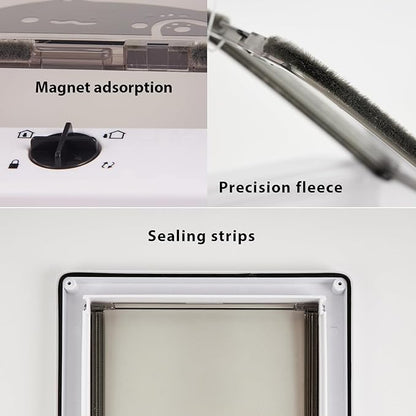 Large Cat Doors(Outer Size 10.6" x 9.2"), 4-Way Locking Cat Door for Interior Exterior Doors, Weatherproof pet Door with Magnet for Cat or Dog < 21.5 inches in Girth(White L)