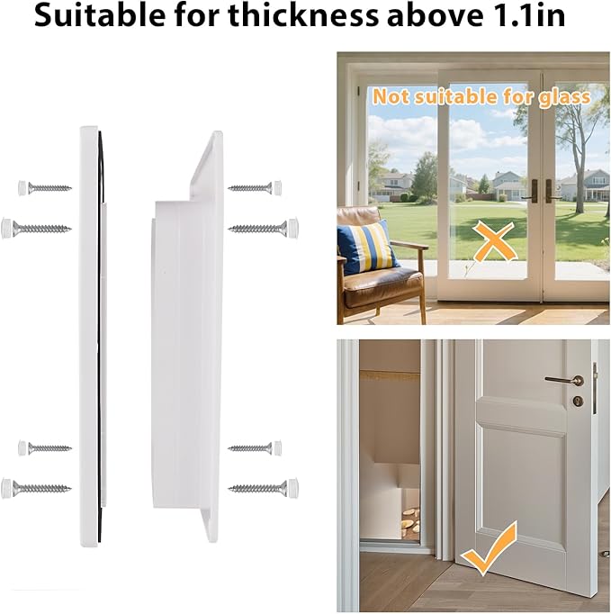 Large Cat Doors(Outer Size 10.6" x 9.2"), 4-Way Locking Cat Door for Interior Exterior Doors, Weatherproof pet Door with Magnet for Cat or Dog < 21.5 inches in Girth(White L)
