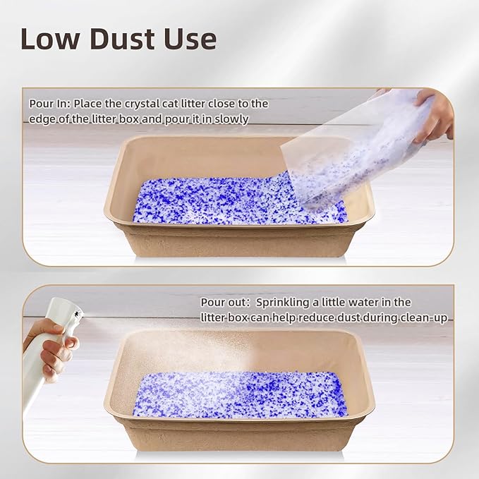 LaSyL Crystal Cat Litter for Multi-Cat Households - 17.2 lb Silica Gel, 30-Day Odor Control, 99.9% Dust-Free Non-Clumping Low Tracking Lightweight Unscented Formula (4 Bags x 4.3lb)