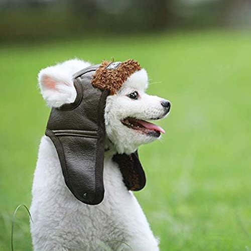 Leconpet Dog Aviator Hat, Dog Winter Pilot Hat with Ear Flaps for Cold Weather (XL, Coffee)
