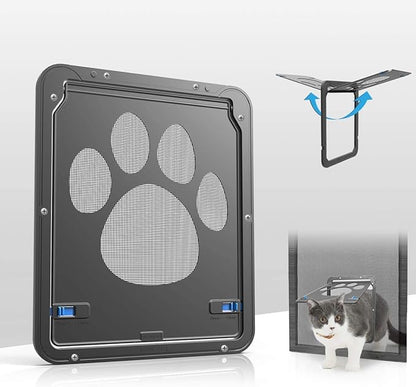 LESTP Pet Dog Cat Screen Door with Magnetic Flap for Sliding Doors (Small) - Automatic Lock/Lockable