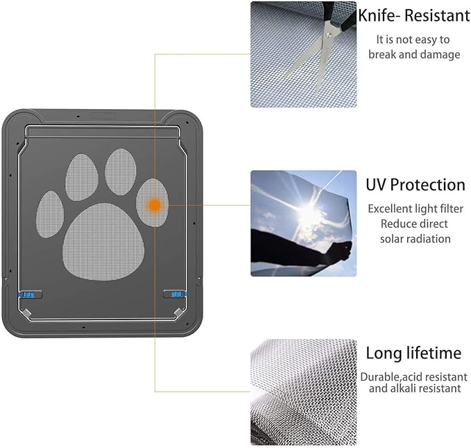 LESTP Pet Dog Cat Screen Door with Magnetic Flap for Sliding Doors (Small) - Automatic Lock/Lockable