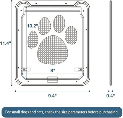 LESTP Pet Dog Cat Screen Door with Magnetic Flap for Sliding Doors (Small) - Automatic Lock/Lockable