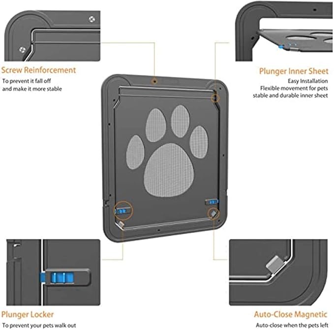LESTP Pet Door - Automatic Lock Dog & Cat Screen Protector for Sliding Doors (Large)