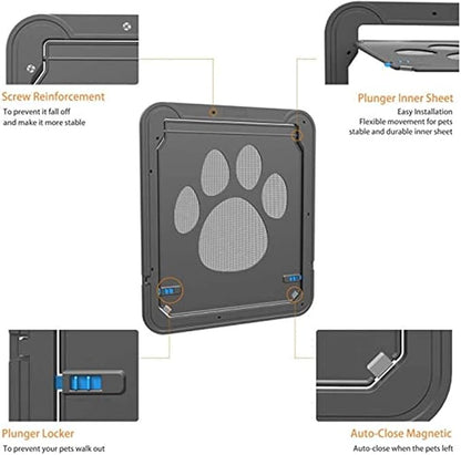 LESTP Pet Door - Automatic Lock Dog & Cat Screen Protector for Sliding Doors (Large)