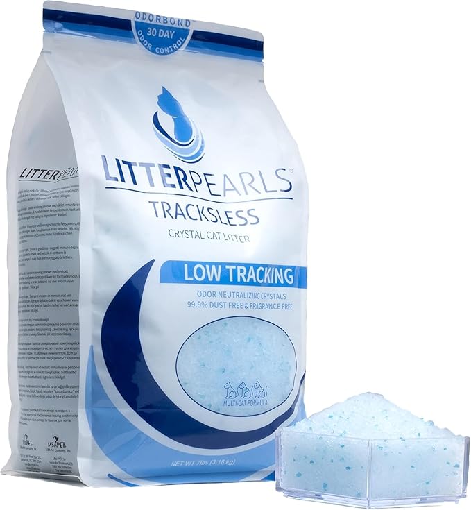 Litter Pearls Tracksless Unscented Non-Clumping Crystal Cat Litter with Odorbond, 10.5 Pounds