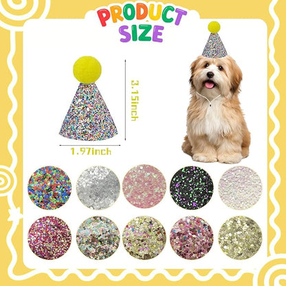 Mini Party Hats for Stuffed Animals, Birthday Party Cone Hats Dolls Dog Cat Rabbit Puppies Assorted Animal Birthday