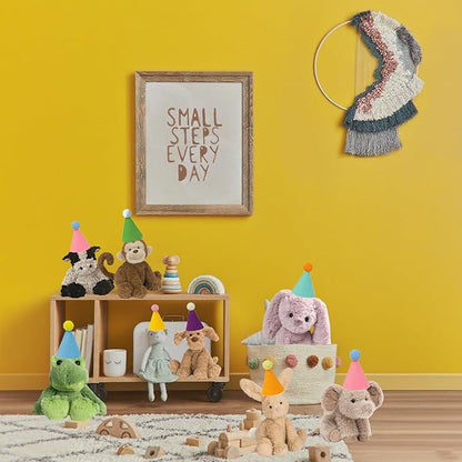 Mini Party Hats for Stuffed Animals, Birthday Party Cone Hats Dolls Dog Cat Rabbit Puppies Assorted Animal Birthday