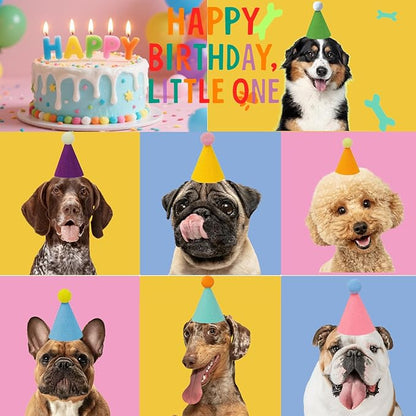 Mini Party Hats for Stuffed Animals, Birthday Party Cone Hats Dolls Dog Cat Rabbit Puppies Assorted Animal Birthday
