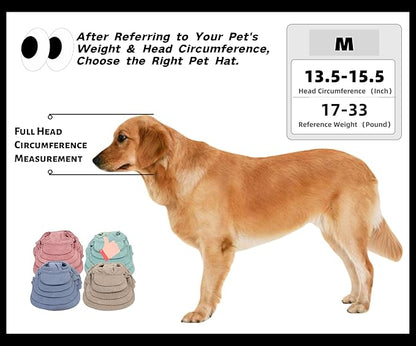 Pet Baseball Cap with Ear Holes - Multi-Color Sun Visor Hat for Dogs & Cats, Summer & Fall Beach Headwear for Puppies & Kittens (Green, M)