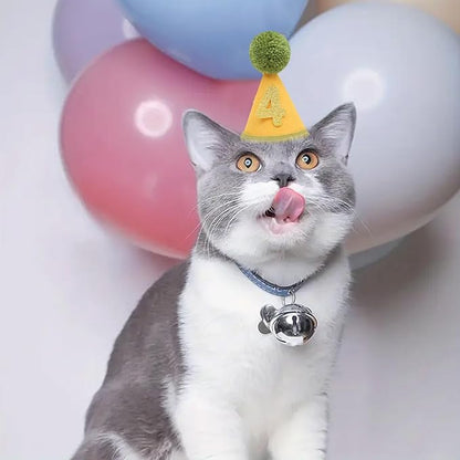 Pet Birthday Hat with Interchangeable Numbers 1-10 | Adjustable Pet Party Cone Hat for Dogs & Cats | Puppy Birthday Photo Props for 1st to 10th Birthday Celebrations (Yellow Green Birthday Pet Hat)