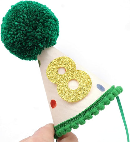 Pet Birthday Hat with Interchangeable Numbers 1-10 | Adjustable Pet Party Cone Hat for Dogs & Cats | Puppy Birthday Photo Props for 1st to 10th Birthday Celebrations (Beige Birtgday Pet Hat)