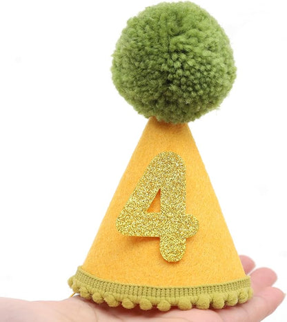Pet Birthday Hat with Interchangeable Numbers 1-10 | Adjustable Pet Party Cone Hat for Dogs & Cats | Puppy Birthday Photo Props for 1st to 10th Birthday Celebrations (Yellow Green Birthday Pet Hat)
