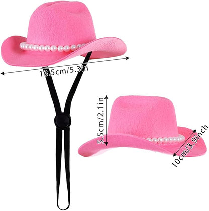 Pet Cowboy Costume Accessories Halloween Costumes for Small Pet Dogs Cat Cowboy Hat for Dogs and Bandana Scarf Halloween Party Western Cosplay Accessories (Pink, Small)