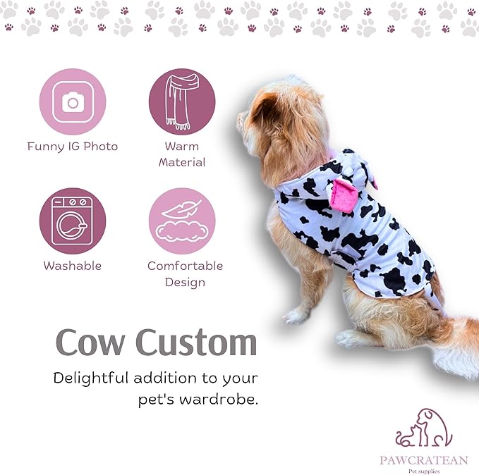 Pet Custom Dog Custom Cat Custom Hoodie, Sporty Look, Funny Gift, Halloween Holiday (Cow, Large)