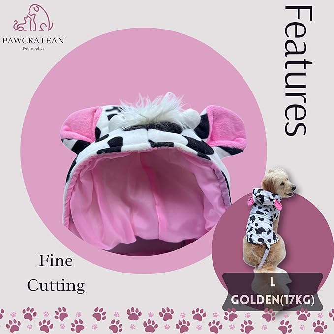 Pet Custom Dog Custom Cat Custom Hoodie, Sporty Look, Funny Gift, Halloween Holiday (Cow, Large)