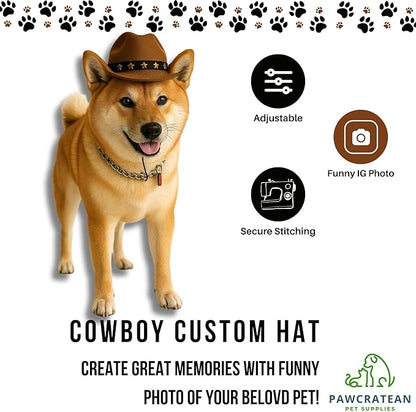 Pet Custom Dog Custom Cat Custom Hoodie, Sporty Look, Funny Gift, Halloween Holiday (Cowboy Hat, One Size)