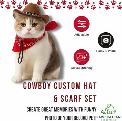Pet Custom Dog Custom Cat Custom Hoodie, Sporty Look, Funny Gift, Halloween Holiday (Cowboy Set, One Size)