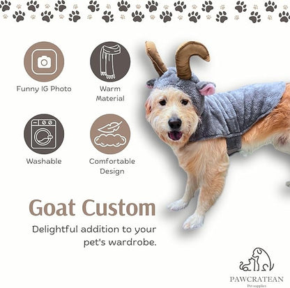 Pet Custom Dog Custom Cat Custom Hoodie, Sporty Look, Funny Gift, Halloween Holiday (Goat with Hat, Small)