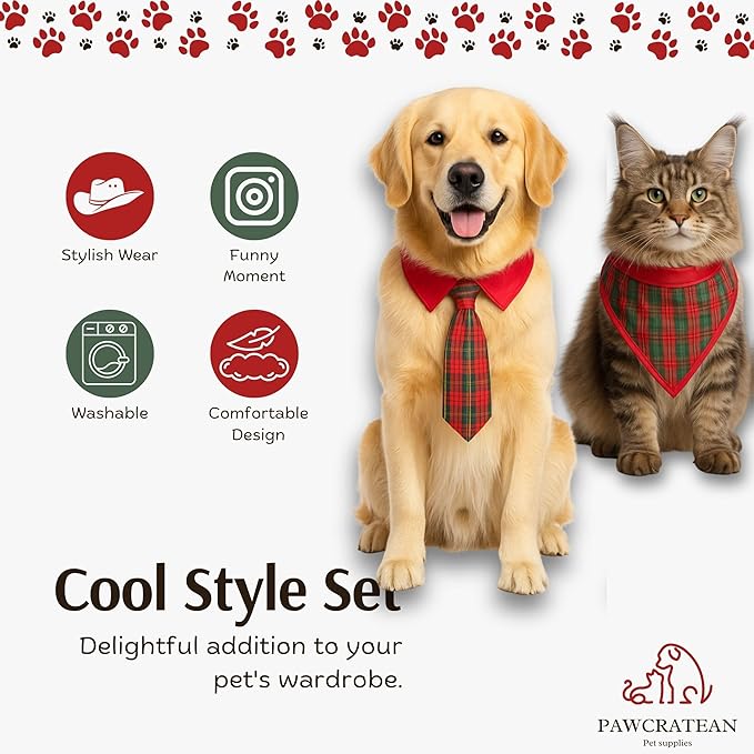 Pet Custom Dog Custom Cat Custom Hoodie, Sporty Look, Funny Gift, Halloween Holiday (Red Tie & Scarf Set, X-Large)