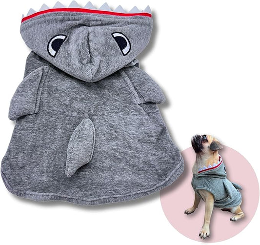 Pet Custom Dog Custom Cat Custom Hoodie, Sporty Look, Funny Gift, Halloween Holiday (Shark with Hat, Medium)