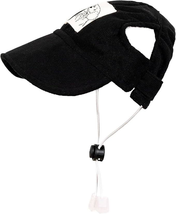 Pet Dog Baseball Cap, Cat Hat, Cat Dog Sun Cap with Ear Holes, Adjustable Puppy Outdoor Sun Hat (Black, X-Small)