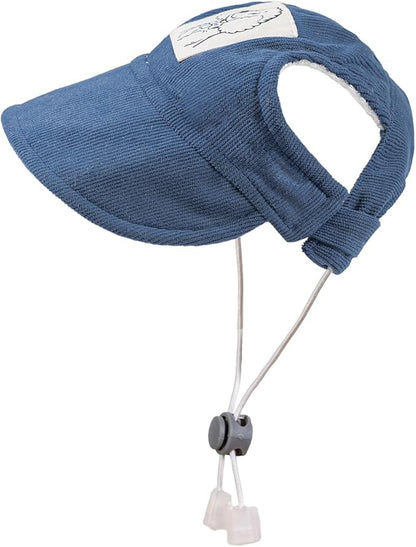 Pet Dog Baseball Cap, Cat Hat, Cat Dog Sun Cap with Ear Holes, Adjustable Puppy Outdoor Sun Hat (Blue, Large)