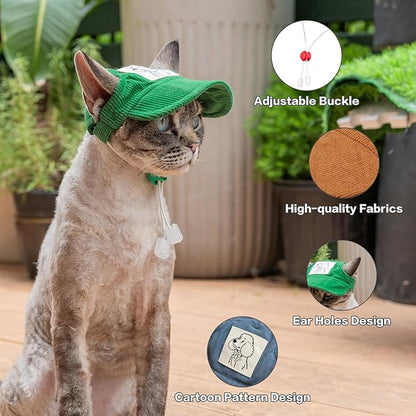 Pet Dog Baseball Cap, Cat Hat, Cat Dog Sun Cap with Ear Holes, Adjustable Puppy Outdoor Sun Hat (Blue, X-Small)