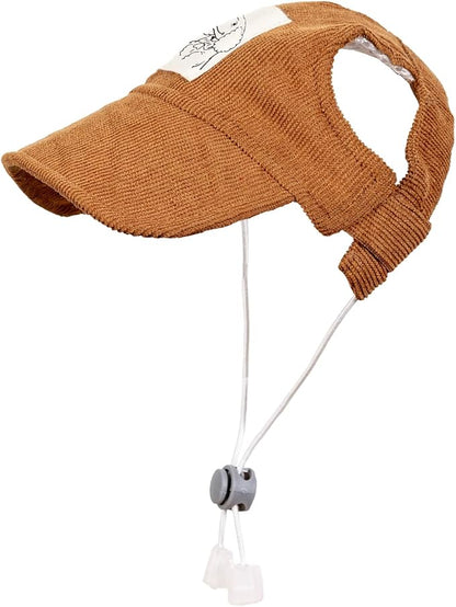 Pet Dog Baseball Cap, Cat Hat, Cat Dog Sun Cap with Ear Holes, Adjustable Puppy Outdoor Sun Hat (Brown, Medium)