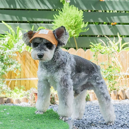 Pet Dog Baseball Cap, Cat Hat, Cat Dog Sun Cap with Ear Holes, Adjustable Puppy Outdoor Sun Hat (Brown, Small)